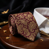 Rijke Bourgondiër & Goud Paisley Stropdas