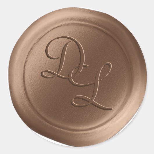 Rijke Brons 2 Letter Monogram Wax Seal Stickers (Voorkant)