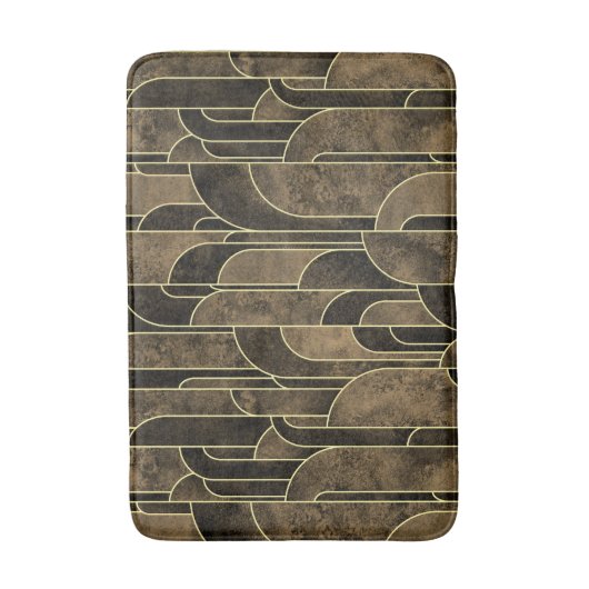 Rijke Bruin en Goud Art Deco Patroon Badmat (Voorkant Verticaal)