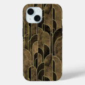 Rijke Bruin en Goud Art Deco Patroon Case-Mate iPhone Case (Achterkant)
