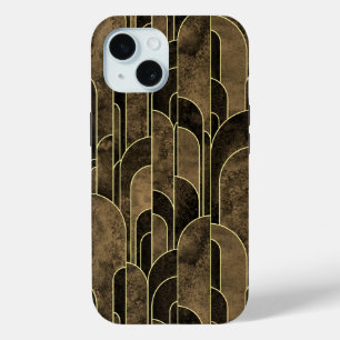 Rijke Bruin en Goud Art Deco Patroon iPhone 15 Case