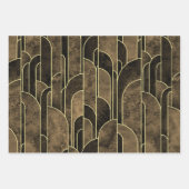 Rijke Bruin en Goud Art Deco Patroon Inpakpapier Vel (Voorkant 2)