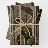 Rijke Bruin en Goud Art Deco Patroon Inpakpapier Vel (In situ)