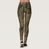 Rijke Bruin en Goud Art Deco Patroon Leggings (Achterkant)