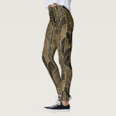 Rijke Bruin en Goud Art Deco Patroon Leggings (Links)