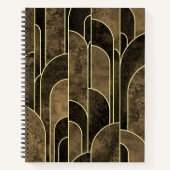 Rijke Bruin en Goud Art Deco Patroon Notitieboek (Voorkant)