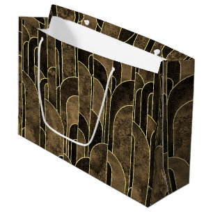 Rijke bruine en gouden Art Deco-patroon Groot Cadeauzakje