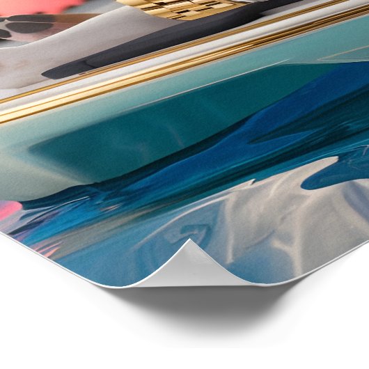 Rijke Bulldog-personage op privéjacht Poster (Hoek)