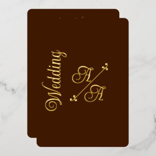 Rijke Chocolade Bruin Effen Kleur Gouden Folie Uitnodiging