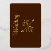 Rijke Chocolade Bruin Effen Kleur Gouden Folie Uitnodiging (Voorkant)