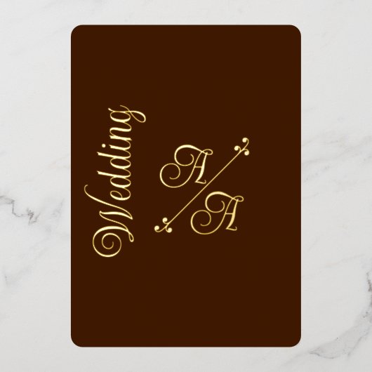 Rijke Chocolade Bruin Effen Kleur Gouden Folie Uitnodiging (Voorkant)
