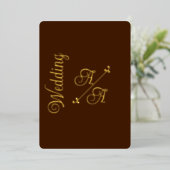 Rijke Chocolade Bruin Effen Kleur Gouden Folie Uitnodiging (Staand Voorkant)