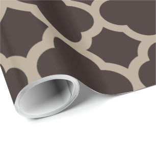 Rijke Chocolade Mocca Vierbladpatroon Cadeaupapier