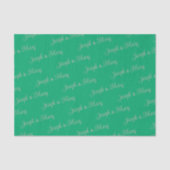 Rijke Diepe Jade Groen & Latte Script Bruiloft Tissuepapier (Voorkant)