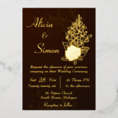 Rijke Donkere Chocolade Bruine Bloemen Lijnde Huwe Folie Uitnodiging (Voorkant)
