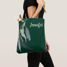 Rijke donkergroene met waterverf bladeren genaamd tote bag