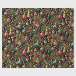 Rijke donkergroene vintage kerst naadloos patroon cadeaupapier