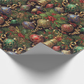 Rijke donkergroene vintage kerst naadloos patroon cadeaupapier (Hoek)