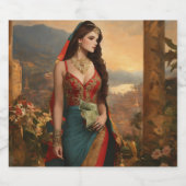 "Rijke Elegantie: Dames met Volledig Tellend Geld Sparkling Wijnetiket (Enkel label)