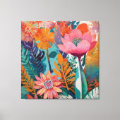 Rijke en levendige bloemenacryl vet botanisch canvas afdruk (Voorkant)