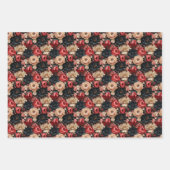 Rijke gedempte kleuren bloemen rode marine crème inpakpapier vel (Voorkant 2)