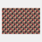 Rijke gedempte kleuren bloemen rode marine crème inpakpapier vel (Voorkant)