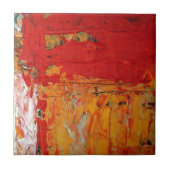 Rijke getextureerde rood geel Abstract Tegeltje (Voorkant)