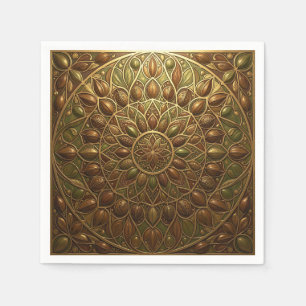 Rijke Gouden Bronzen Bloemrijke Mandala Reliëfpren Servet