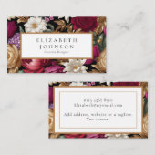 Rijke Gouden en Levendig Bloemen Ontwerp Visitekaartje (Voorkant / Achterkant)