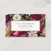 Rijke Gouden en Levendig Bloemen Ontwerp Visitekaartje (Voorkant)