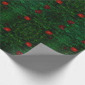 Rijke groene rode bloemen feestelijk inpakpapier (Hoek)