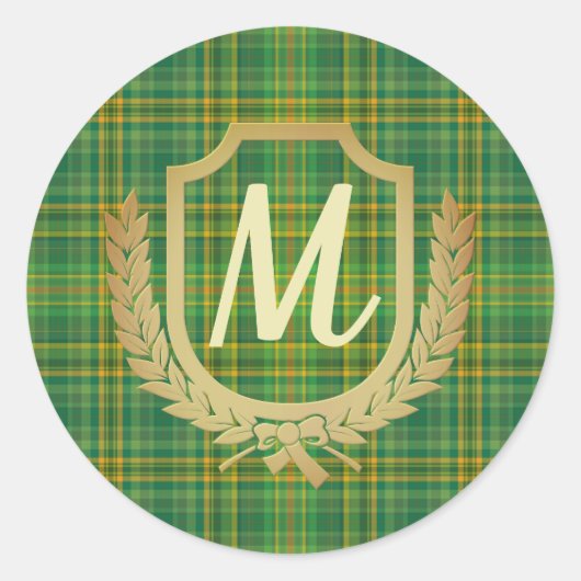 Rijke Groene Tartan (Pset) Aangepast Ronde Sticker (Voorkant)