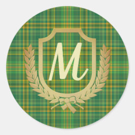 Rijke Groene Tartan (Pset) Aangepast Ronde Sticker