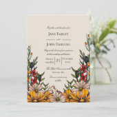 Rijke Herfst Bloemen Huwelijksuitnodiging Kaart (Staand voorkant)