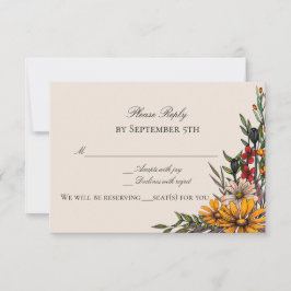 Rijke herfst bloemrijke antwoordkaart/RSVP kaart