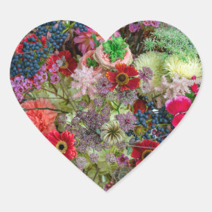 Rijke herfstbloemboeket met Gerbera's en Bessen Hart Sticker
