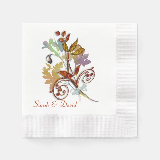 Rijke herfstkleuren bloemenboeket servetten (Voorkant)