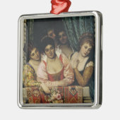 Rijke Italiaanse Dames op een Balkon Metalen Ornament (Links)