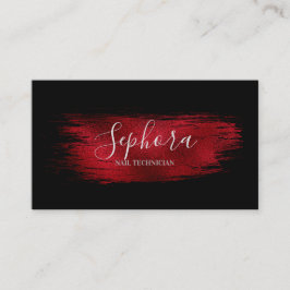 Rijke karmozijnrode metaalfolie verfstreek visitekaartje