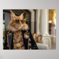 Rijke kat die voor een herenhuis staat