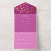 Rijke kleuren met gouden bruiloft all in one uitnodiging (Binnen)