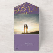 Rijke kleuren met gouden bruiloft all in one uitnodiging (Buitenkant)