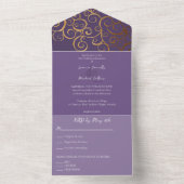 Rijke kleuren met gouden bruiloft all in one uitnodiging (Binnen)