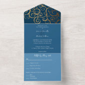 Rijke kleuren met gouden bruiloft all in one uitnodiging (Binnen)