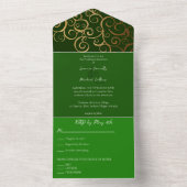 Rijke kleuren met gouden bruiloft all in one uitnodiging (Binnen)