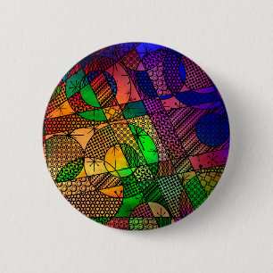 Rijke kleurrijke, getextureerde geometrische Abstr Ronde Button 5,7 Cm