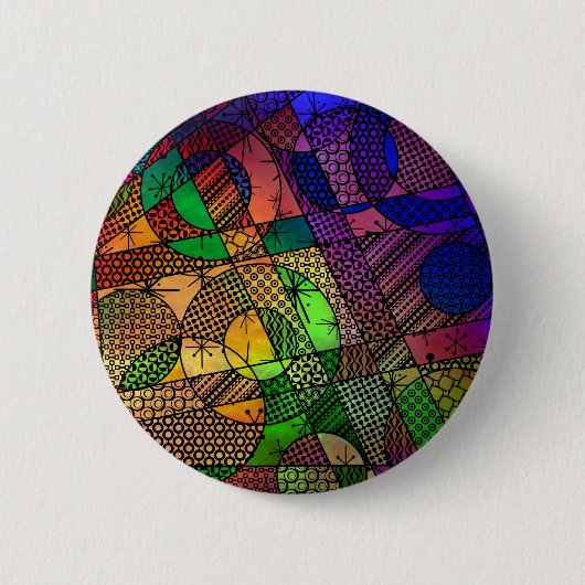 Rijke kleurrijke, getextureerde geometrische Abstr Ronde Button 5,7 Cm (Voorkant)