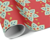 Rijke koloniale rode quilt patroon verjaardag Gift Cadeaupapier (Rol Hoek)