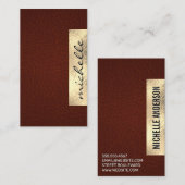 Rijke ledertextuur | Goudolie — Geometrisch Visitekaartje (Voorkant / Achterkant)