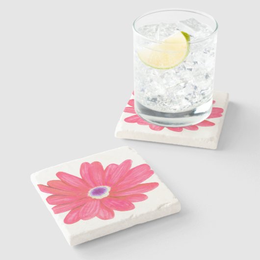 Rijke Levendige Rode Bloem Stenen Onderzetter (Zijkant)